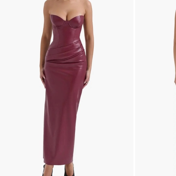 long black mermaid dress Black Mermaid Lace Evening Dress,Evening Dress with Long Sleeves,Two Piece Dress PD00084, US6 / Burgundy main image 1